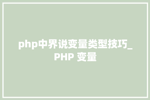 php中界说变量类型技巧_PHP 变量