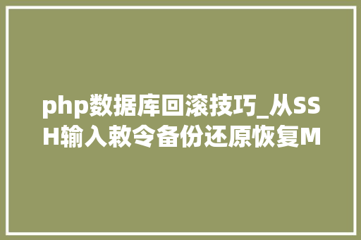 php数据库回滚技巧_从SSH输入敕令备份还原恢复MySQL数据库教程