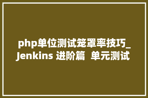 php单位测试笼罩率技巧_Jenkins 进阶篇  单元测试覆盖率