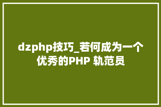 dzphp技巧_若何成为一个优秀的PHP 轨范员