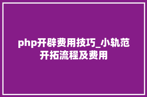 php开辟费用技巧_小轨范开拓流程及费用