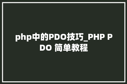 php中的PDO技巧_PHP PDO 简单教程