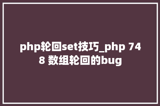 php轮回set技巧_php 748 数组轮回的bug