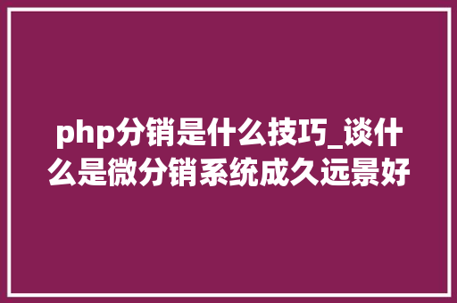 php分销是什么技巧_谈什么是微分销系统成久远景好不好