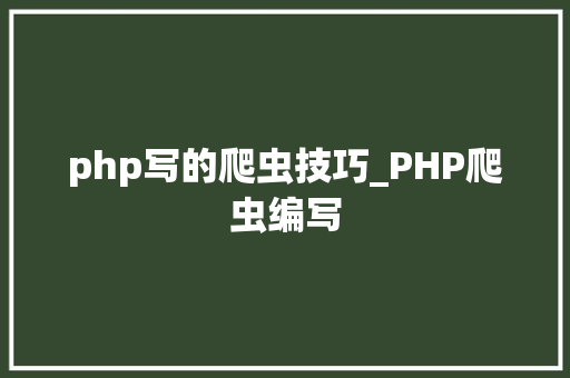 php写的爬虫技巧_PHP爬虫编写