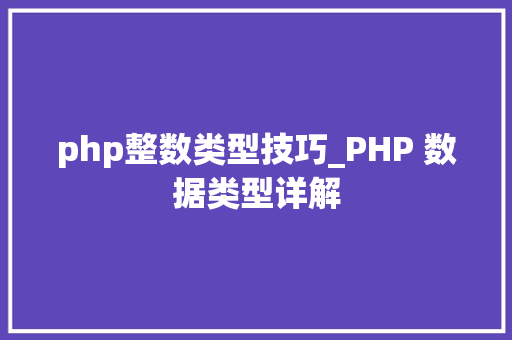 php整数类型技巧_PHP 数据类型详解