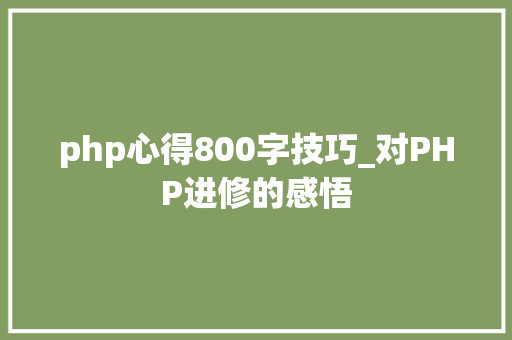 php心得800字技巧_对PHP进修的感悟