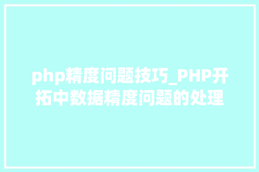 php精度问题技巧_PHP开拓中数据精度问题的处理