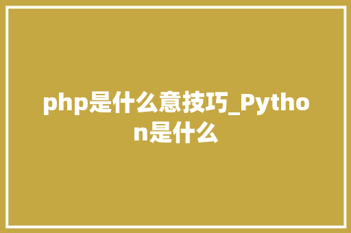php是什么意技巧_Python是什么