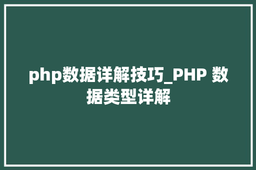 php数据详解技巧_PHP 数据类型详解