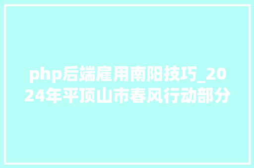 php后端雇用南阳技巧_2024年平顶山市春风行动部分重点岗位速递