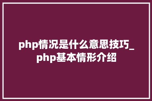 php情况是什么意思技巧_php基本情形介绍