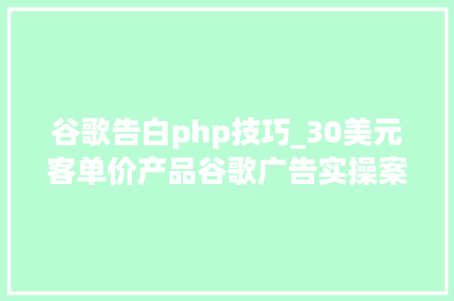 谷歌告白php技巧_30美元客单价产品谷歌广告实操案例1