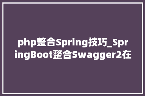 php整合Spring技巧_SpringBoot整合Swagger2在线文档