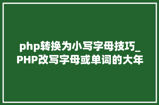 php转换为小写字母技巧_PHP改写字母或单词的大年夜小写