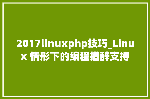 2017linuxphp技巧_Linux 情形下的编程措辞支持
