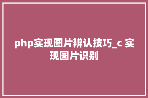 php实现图片辨认技巧_c 实现图片识别