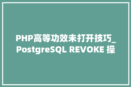 PHP高等功效未打开技巧_PostgreSQL REVOKE 操作详解从基本语法到高级技巧