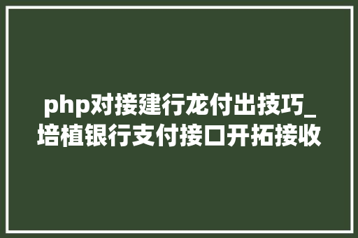php对接建行龙付出技巧_培植银行支付接口开拓接收通知和验签问题php 无COM组件版