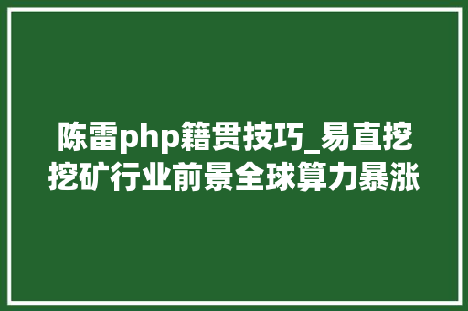 陈雷php籍贯技巧_易直挖挖矿行业前景全球算力暴涨