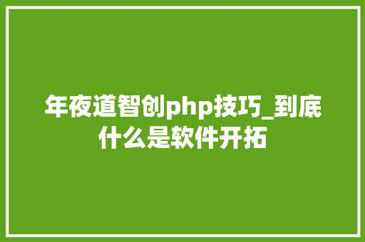 年夜道智创php技巧_到底什么是软件开拓