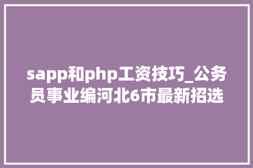 sapp和php工资技巧_公务员事业编河北6市最新招选岗位来了