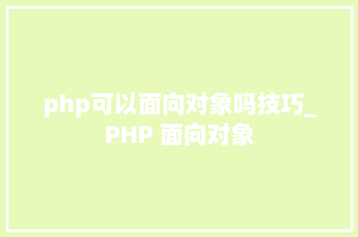 php可以面向对象吗技巧_PHP 面向对象