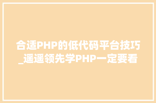 合适PHP的低代码平台技巧_遥遥领先学PHP一定要看的低代码平台