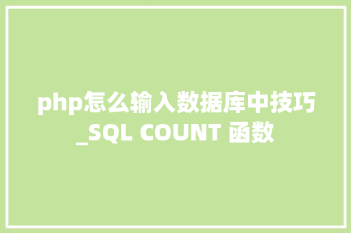 php怎么输入数据库中技巧_SQL COUNT 函数