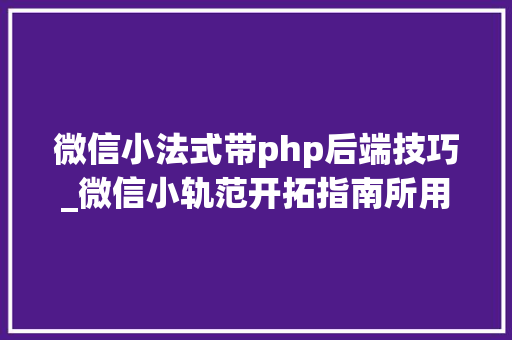 微信小法式带php后端技巧_微信小轨范开拓指南所用的开拓措辞与技能