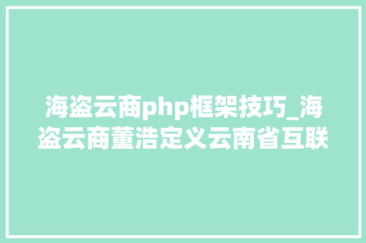 海盗云商php框架技巧_海盗云商董浩定义云南省互联网行业新标准