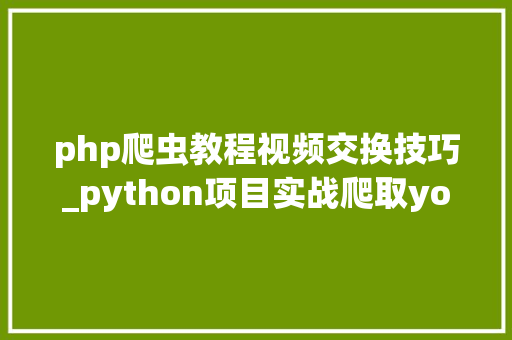 php爬虫教程视频交换技巧_python项目实战爬取youku视频播放链接