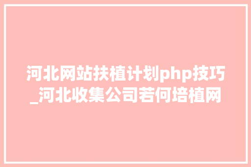 河北网站扶植计划php技巧_河北收集公司若何培植网站