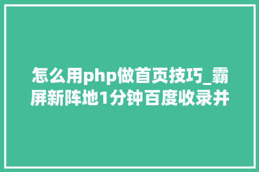 怎么用php做首页技巧_霸屏新阵地1分钟百度收录并排首页技能