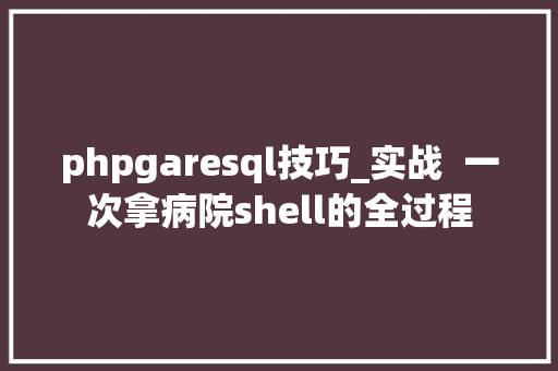 phpgaresql技巧_实战  一次拿病院shell的全过程