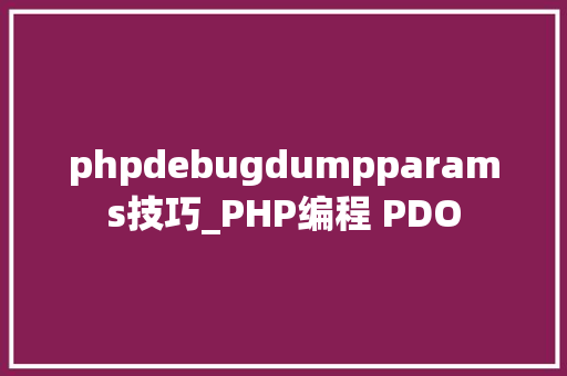 phpdebugdumpparams技巧_PHP编程 PDO