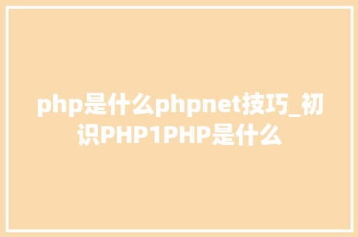 php是什么phpnet技巧_初识PHP1PHP是什么