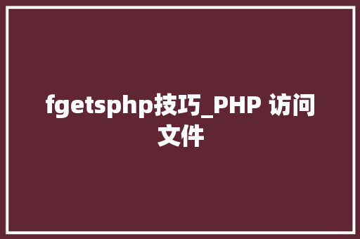 fgetsphp技巧_PHP 访问文件