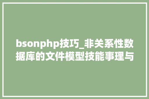 bsonphp技巧_非关系性数据库的文件模型技能事理与实践