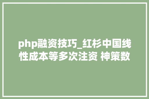 php融资技巧_红杉中国线性成本等多次注资 神策数据获投3000万美元