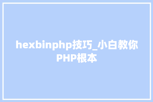 hexbinphp技巧_小白教你PHP根本