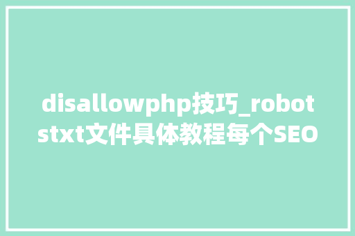 disallowphp技巧_robotstxt文件具体教程每个SEO优化师和网站开拓人员都得会
