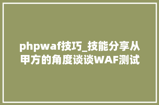 phpwaf技巧_技能分享从甲方的角度谈谈WAF测试方法