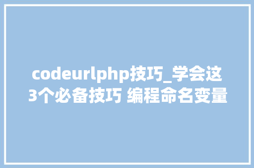 codeurlphp技巧_学会这3个必备技巧 编程命名变量不再艰难 附Github上变量命名对象
