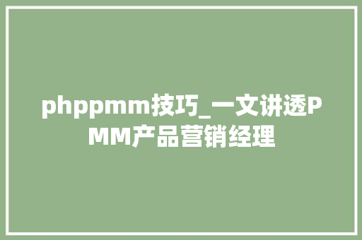 phppmm技巧_一文讲透PMM产品营销经理