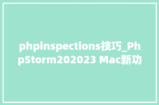 phpinspections技巧_PhpStorm202023 Mac新功能