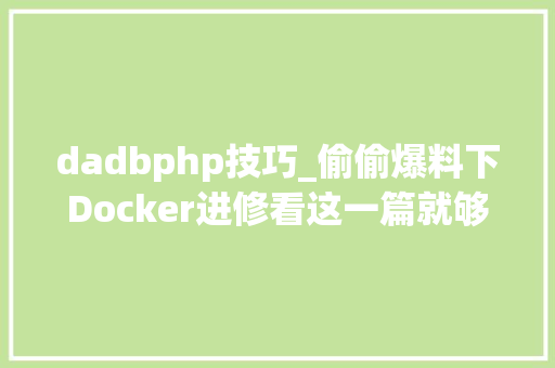 dadbphp技巧_偷偷爆料下Docker进修看这一篇就够了十分推荐