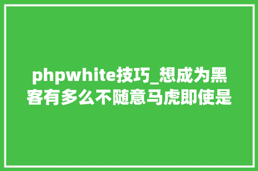 phpwhite技巧_想成为黑客有多么不随意马虎即使是软件工程师也可能没有资格