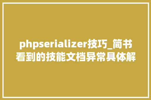 phpserializer技巧_简书看到的技能文档异常具体解释了axios技能值得收藏