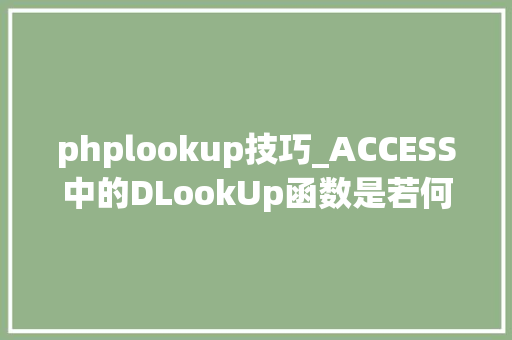 phplookup技巧_ACCESS中的DLookUp函数是若何运算的